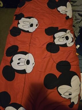 Disney Red Mickey Mouse Comforter with Black and White Character Faces